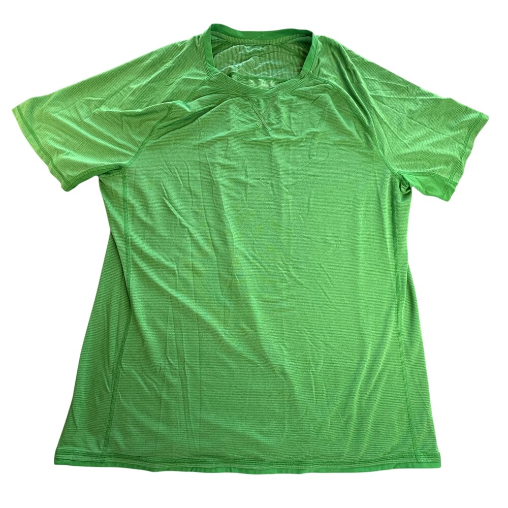 Lululemon Athletica Shirt Mens XL Green Mesh Short Sleeve Running Tee Athletic